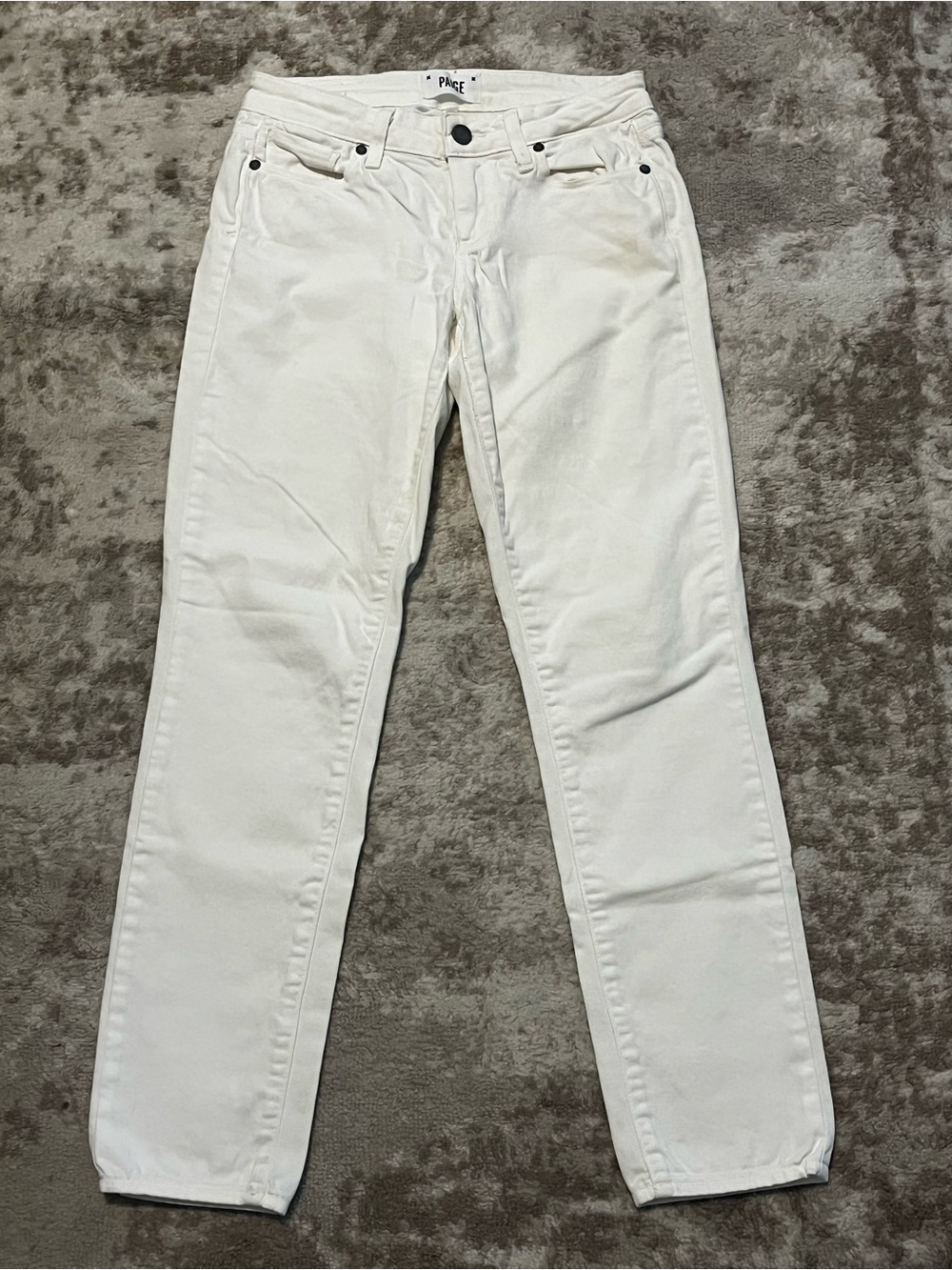 PAIGE Skyline Ankle Peg White Skinny Jeans Womens 26x26 Made in USA Stretch